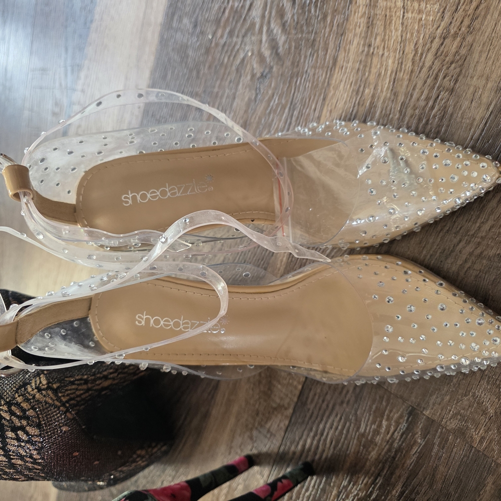 Shoe Dazzle Women's Clear and Tan Heels